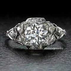Art Deco 3.49Ct Round Cut Lab Created Diamond 14K White Gold FN Engagement Ring