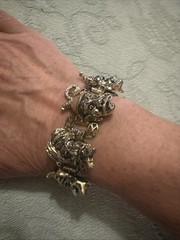 Vintage Silver Tone Florenza 7” Bracelet, Devil Viking Character