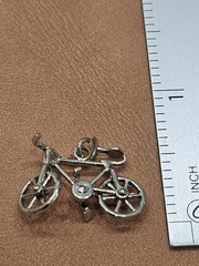 Vintage Silver Tone Charm For Bracelet Jewelry Bicycle Bike Adventure Travel Old