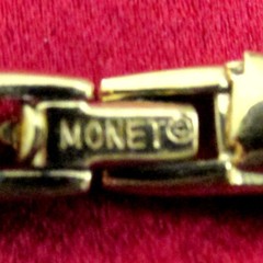 VTG Runway Rare Etruscan MONET Bib Necklace Dangle Sliding Charm White Enamel GP