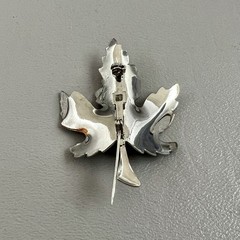 Vintage Silver Tone Blue Autumn Leaf 2.5″ Brooch Fall