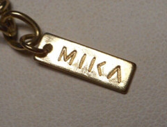 Mika Mod Black & Off-White Woven Tubular Chain Necklace w Mystic Knot Medallion