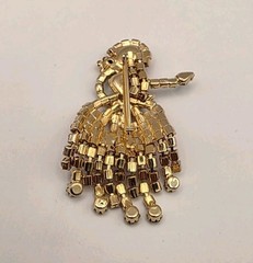 Vintage Unsigned Hobe Blue/Pink/Red Crystal Trembler Hula Dancer Brooch