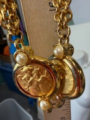 VIntage Necklace Chain Coin Pendant Angel Cherub Double 90s Style 22 Inches