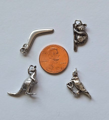 Lot of 4 925 Sterling Australia Travel Charms ~ Boomerang & Animals