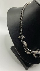 Vtg Albert WEISS Brooch Black Navette Clear Rhinestone Leaf & Unsigned Choker