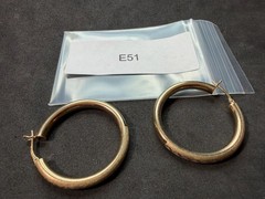 6.24g Vintage Sterling Silver 925 Large Hoop Earrings Etched Pattern M