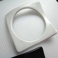Vintage Lucite Bangle Bracelets Set of 6 Jewel Tone 1960s Mod Square Retro