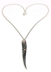 Victorian Antique Dik Dik Horn Necklace Pendant Sterling Silver Bezel And Chain