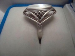 Vintage 925 Sterling Silver Signet Ring Star Hallmark Oval Top Filigree Size 7.5