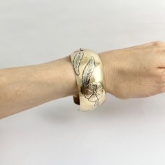 Vintage 1950’s Handmade Flower Cuff Bangle Bracelet 10K Yellow Gold, 28.60 Grams