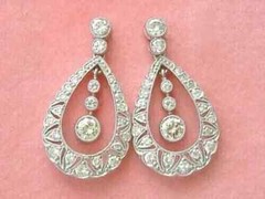 Milgrain Teardrop Dangle Earrings 2.7 Ct Simulated Diamond 14K White Gold Over
