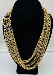 Vintage Unsigned Gold Tone 21 In Multi Chain Couture Runway Statement Necklace
