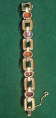 Vintage SIGNED JOMAZ Faux Tortoise & Textured Gold Tone Bracelet Size 7 1/2″