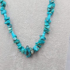 Vintage Turquoise Stone Nugget Bead Necklace 22 in 59 grams