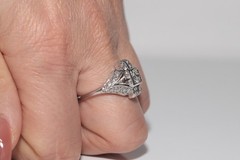 Antique Circa 1920s Handcrafted Art Deco Platinum Natural Diamond Ring