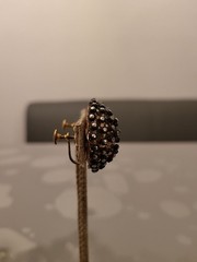 Vintage Handmade Studded Pins Beads Sequins Black/GoldOrnate Clip-On EarringsK49
