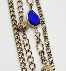Maximalist Waterfall Gold Tone Multi Chain Beaded Station Vintage Necklace Korea