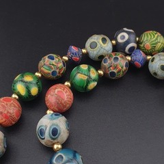 Ancient Venetian Style Mix Gabri Glass Beads Necklace 26in 10.7–13.7mm