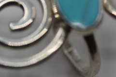Double Spirals Turquoise Ring Sterling Silver