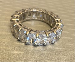 vintage ADI 925 Sterling Silver Crystal Eternity Band Oval CZ Ring size 6