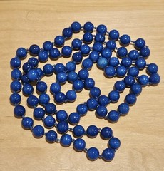 Long Flapper 36 In Lapis Stone Necklace Vintage Knotted.