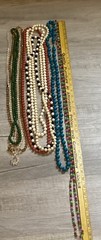9 VTG Long Costume Jewelry Beaded Necklaces- Various Styles, Colors & Lengths