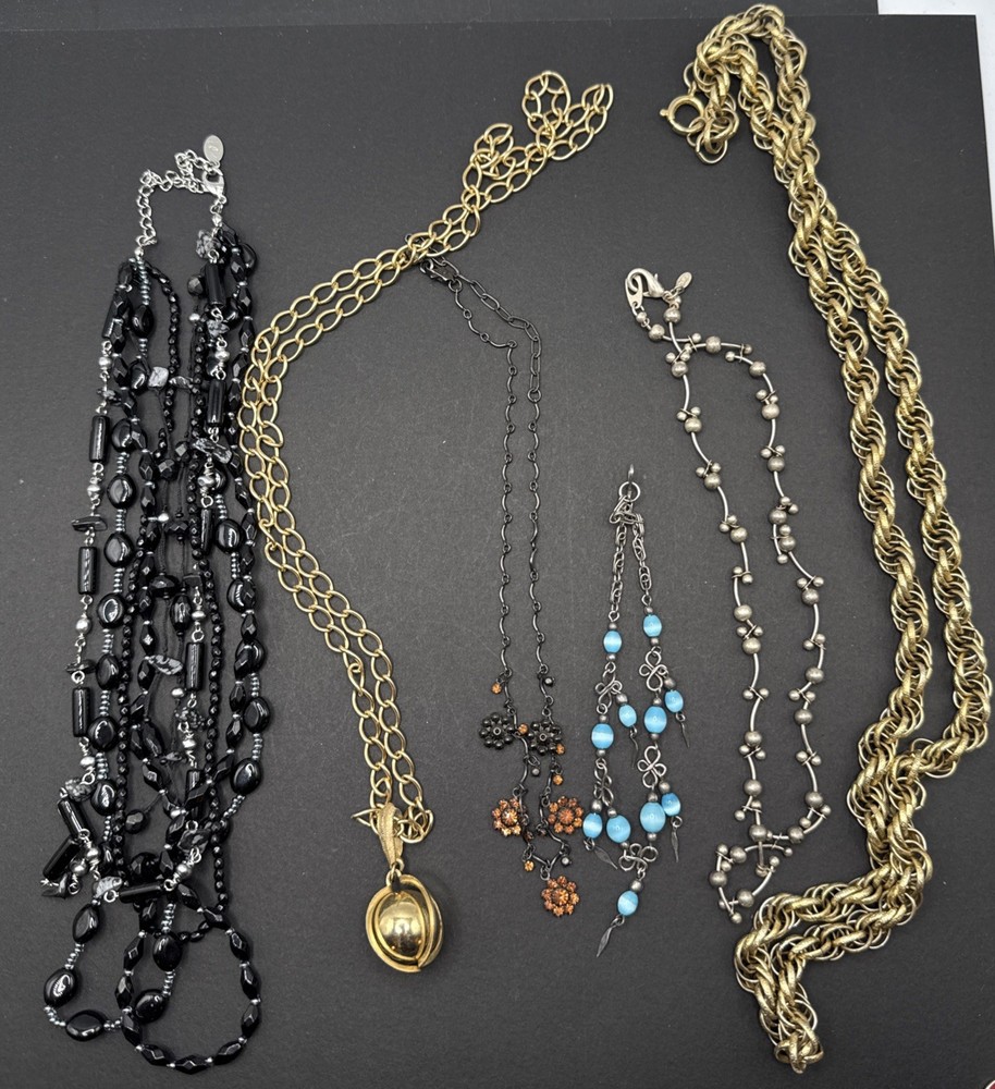 Lot Of 5 Necklaces Vintage To Now – Some Signed LC PD And Austrian Crystal B44