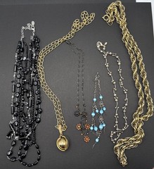 Lot Of 5 Necklaces Vintage To Now – Some Signed LC PD And Austrian Crystal B44