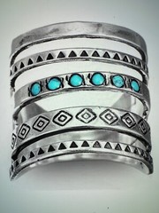 925 Silver Plated Zinc Alloy Material Wide Vintage Size 8 Ring