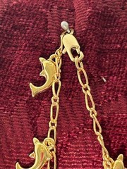 VINTAGE UNUSUAL DOLPHIN 21 INCH NECKLACE WITH A 7 INCH MATCHING CHARM BRACELET