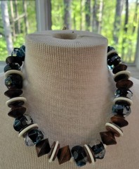 Vintage YVES SAINT LAURENT Large Bead Ball Wood Choker Necklace VGC Signed YSL