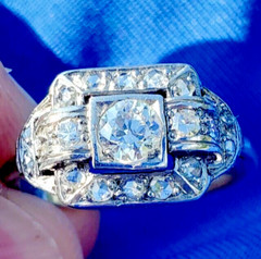 NATURAL EARTH MINED DIAMOND Original Antique Engagement Ring Deco Solitaire 14K