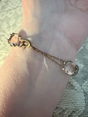 Antique Victorian Baby Pink Paste Bracelet Mixed Metals 7 Inches