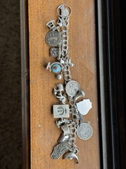Vintage Sterling Silver Charm Bracelet Sz. 7” Wrist Many Charms