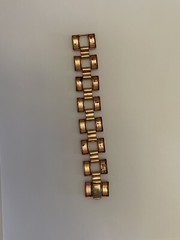 Vintage Peach Enamel & Rose Tone Rectangular Link Bracelet 7.25”