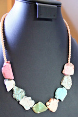 Vintage Dyed Howlite/ Magnesite Pastel Statement Necklace 20″
