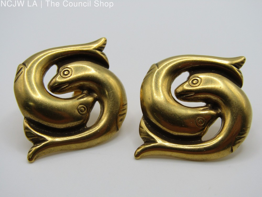 Metropolitan Museum of Art Gold Plated Entwined Dolphin Stud Earrings