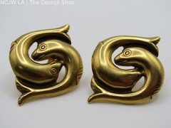 Metropolitan Museum of Art Gold Plated Entwined Dolphin Stud Earrings