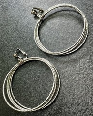 Vintage Huge 3” Silver Tone Metal Textured Triple Ring Dangle Clip Earrings