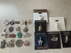 Vtg Lot of 21 Sterling Silver Charms Mixed Lot Cat Angel Țravel Sports + 42.9g