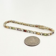 Ross Simons 925 Sterling Silver Gold Vermeil Genuine Multi Gemstone Bracelet 7.5