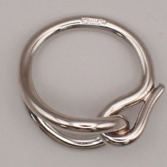 HERMES Logo Jumbo Scarf Ring Silver Accessories 05MA471