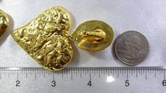 Vtg AVON Red Cabochon 1993 BOLD HEART Mogul Lightweight Clip On Earrings 2 3/4″!