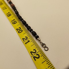 Vintage Barrel Bead Necklace Red Black White Abstract Tribal 22″ Matinee Length