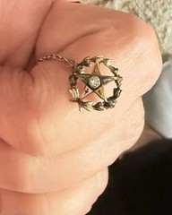 Vintage White And Yellow Gold Diamond Eastern Star / Masonic Pearl Pins 14k