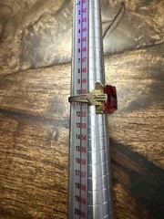 Pretty Vintage Art Deco Red Glass Ring with Detailed Buckle Band, Size 5.5