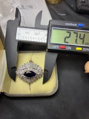 Gorgeous! Vintage Sapphire CZ Size 8 #935 Silver Gold Plated ring 8gram