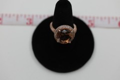 Amber Gemstone Ring Vermeil Sterling Silver