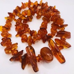 Vintage Authentic Genuine Nugget Amber Beads Necklace 33 in 83 g